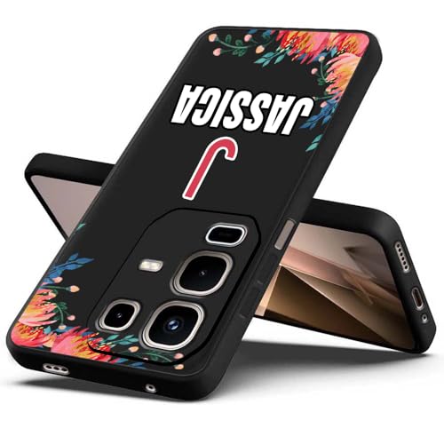 Image of Fashionury Back Cover Case for Infinix Note 50s 5G | Matte Soft Silicon Flexible | Camera Bump Protection | Customized Name with Your Phone Back Cover Black (Pattern 4)