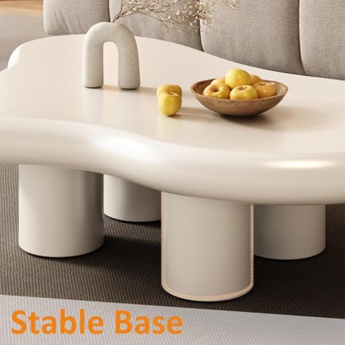 Mesa de centro cloud de madera crema de 100cm moderna con patas robustas 6