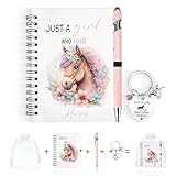 GADITIEK Horse Gifts for Girls – “Just a Girl Who Loves Horses” Notebook, Pink Pen & Horse Keychain – Cute Horse Stationery Set for Girls Who Love Horses (pink（horses）)