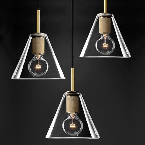 Lampes à suspension en verre et finitions cuivre d'architecte