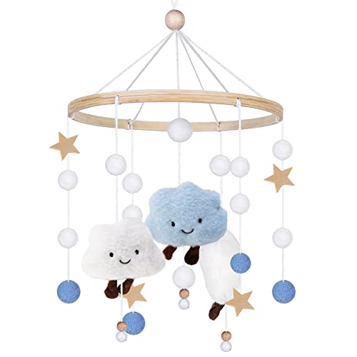 Vegena Mobile mit Filzbällen - 3D Wolke Windspiel für Baby, Holz...