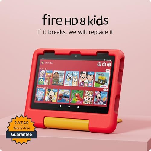 Amazon Fire HD 8 Kids tablet (newest model), ages 3-7. With brigh...