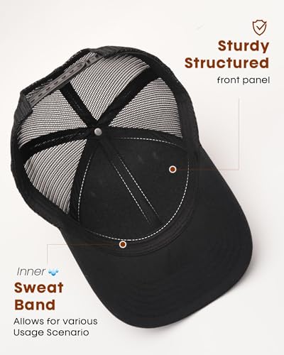 Image of FURTALK Mens Trucker Hat Structured Mesh Baseball Cap Adjustable Classic Mens Hat
