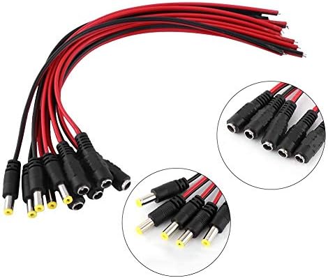 10PCS DC Pigtail Cable,12V Male and Female Power Cable CCTV Security Camera Video Power Cable