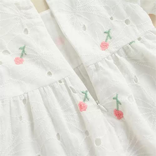 stylesilove Infant Baby Girls White Short Sleeve Eyelet Flower Embroidered Dress, Bloomers and Headband 3pcs Cotton Outfit4