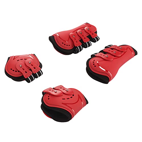 Bottes de cheval arrière rouges : protections de fetlock légères et respirantes