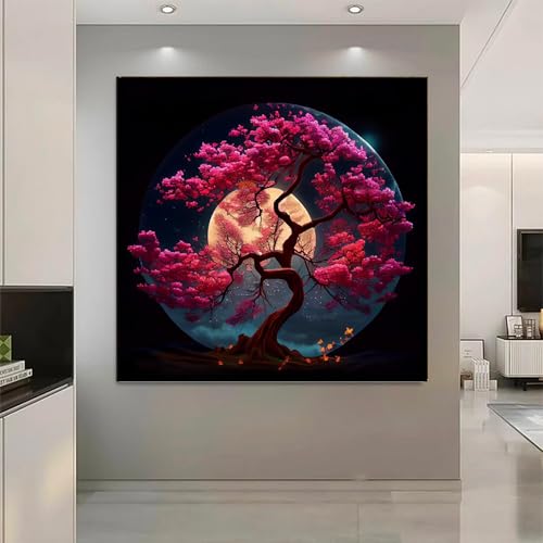 Tableau cerisier en fleurs d'Asie de qualité premium avec châssis en bois robuste