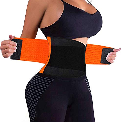 QQWW Women Waist Trainer Sauna Fat Burner Slimming Belt Corset Sweat Belt Weight Loss Waist Trimmer ForGym Workout 1021 (Color : Orange, Size : X-Large)