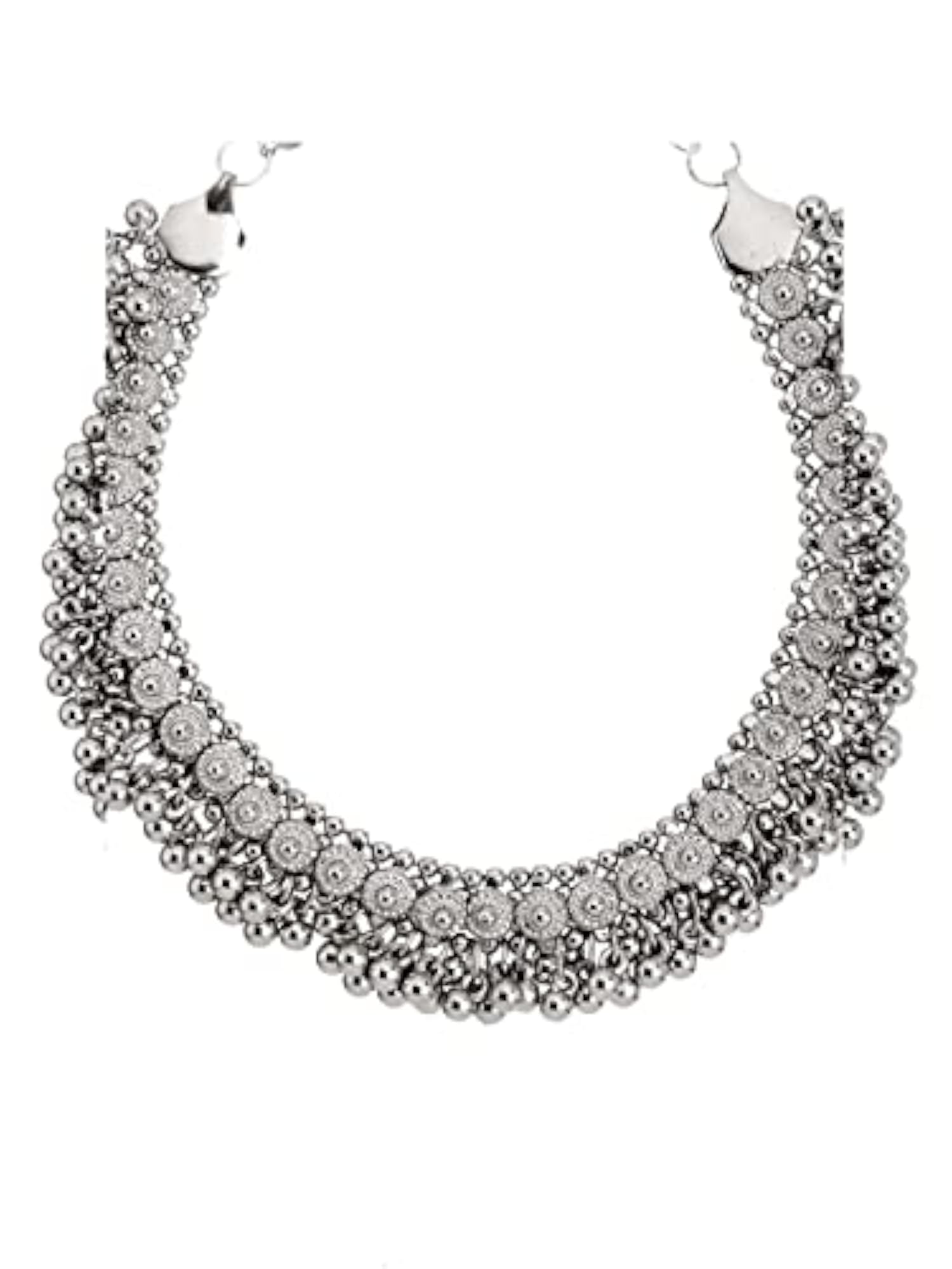 Silver Oxidised Necklace with Chains