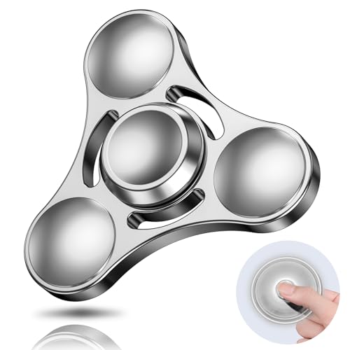 Coolden Fidget Spinner Metall Fidget Toys Finger Spinner EDC Edelstahl Lager 2-5 Min hochwertig Hand Kreisel Spielzeug ADHS Anti Stress Spielzeug Tri-Spinner Fidget Toy für Erwachsene Kinder Silver
