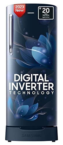 Samsung 183 L 3 Star Digital Inverter Direct Cool Single Door Refrigerator (RR20C1823U8/HL, Saffron Blue, Base Stand with Drawer 2023 Model)