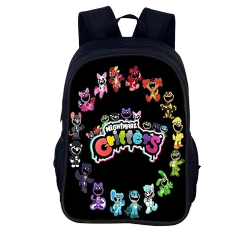Nightmare Critters Mochila de dibujos animados Mochilas escolares Bolsas de estudiantes de 40 cm / 15,7 pulgadas Bolsas de libros con cremallera Mochila animada Regalo de cumpleaños para niños