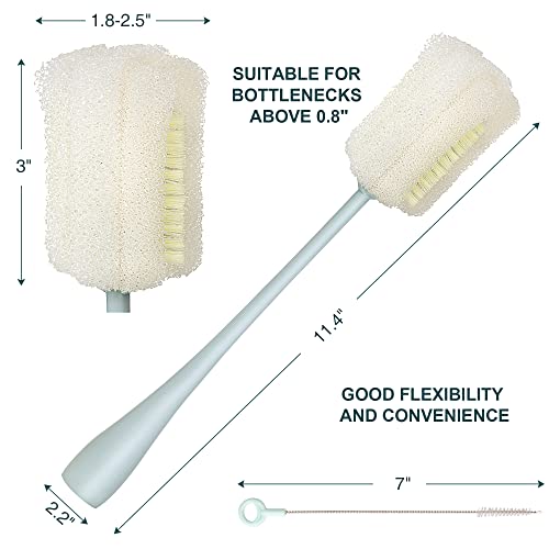 Bedelite Water Baby Bottle Brush Cleaner, Long Handle Sponge Cleaning Brush, Bottle Cleaner Brush With Straw Cleaner For Washing Baby Bottles, Glasswares, Narrow Cup, Blue, 1 Pack #TOP2