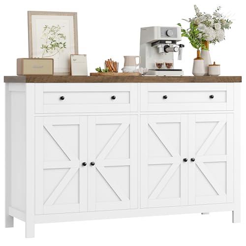 HOCSOK Sideboard, 140 cm Breit Küchenschrank mit Verstellbaren Regalen, Buffetschrank mit 2...