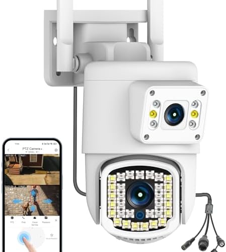 Dual Lens Outdoor PTZ Security Camera,4MP WiFi Surveillance Camer...