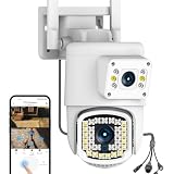 Kinnkall Dual Lens Outdoor PTZ Security Camera, 4MP WiFi, White