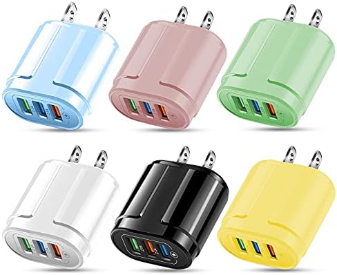 RYGHEWE 3-Port USB Macaron Color Charging Head,1 PCS Matching Charging Head Portable USB Charging Head,Office Bedroom Travel Supplies (Black, As Shown)