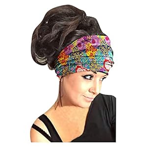 YOCIA Boho Criss Cross Hoofdbanden Zwart Yoga Hoofd Wraps Vintage Bedrukte Haarsjaal Stijlvolle Elastische Haarbanden…