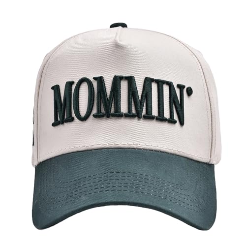 Funny Mommin Hat for Women, Mama Too Busy to Care Truck Hat Gifts Adjustable Washed Cotton Embroidered Mom Baseball Cap (Deep Green)