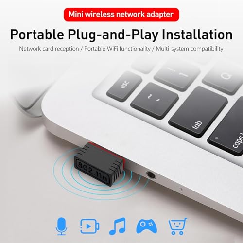 Image of 500Mbps Mini Wireless USB Adapter (Black) - High-Speed WiFi Network Dongle for Desktop PC, Laptop - Supports 802.11n /ac, Plug & Play, Windows /Mac Compatible