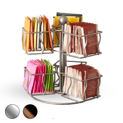 Tchouly Heaven Boite de Rangement Cuisine pour 60 Sachets de Thé, 6 Compartiments, Rotation à 360°, en CARROUSEL, L’Alternative Parfaite à la Boite à Thé en Bois, Facile à Ranger dans Le Placard