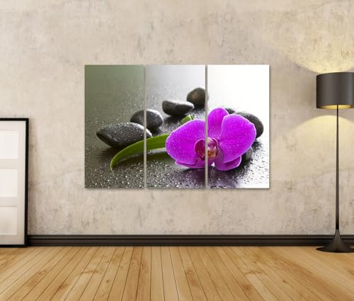 Tableau sur toile orchidée apaisante décoration spa 3 pièces