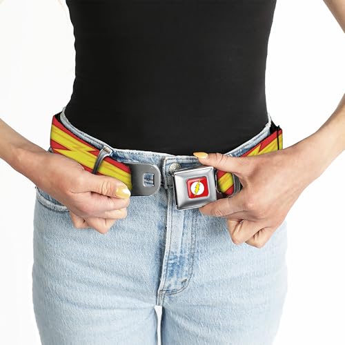 Belt Seatbelt Buckle The Flash Bolt Stripe Reds Yellows 24 to 38 Inches