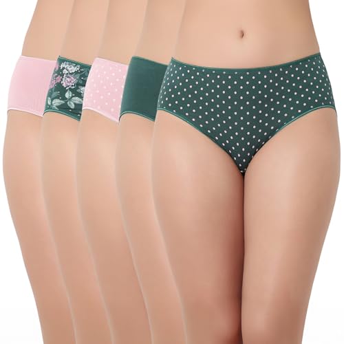 Image of juliet Cotton Hipster Premium Panties Set of 5 Full Coverage Stretchable Fabric
