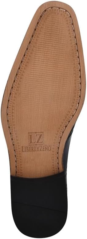 LIBERTYZENO Mens Brogue Plain & EEL Print Genuine Leather Adults Lace Up Oxford Dress Shoes for Easter Gift