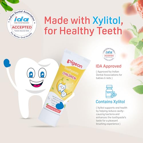 Image of Pigeon Banana Toothpaste for Babies & Kids 45 g | Fluoride & SLS Free | Gentle Daily Oral Care | Mild Banana Flavour