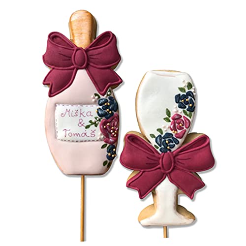 Liliao L-CMPE02 Champagne And Champagne Glass With Ribbon Cookie Cutter thumb #1