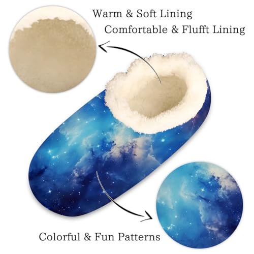 Galaxy Nebula House Slippers for Women Men, Galaxy Space Star Fuzzy Soft Cozy Non Slip Slipper Socks2