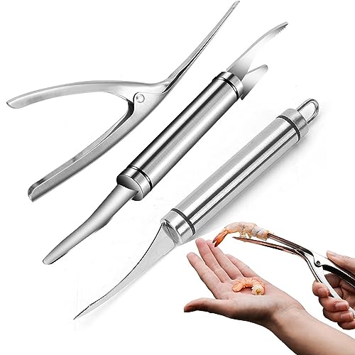 SVOCK 3 Pièces Couteau à Crevette Poisson Tout En 1, Eplucheur 304 Acier Inoxydable, Multifunctional Shrimp Line Fish Maw Knife pour Des Tels Que Les Crevettes