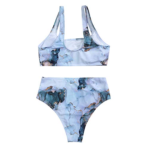 Maillot de bain femmes sport à taille haute et vêtements de plage au motif marbre
