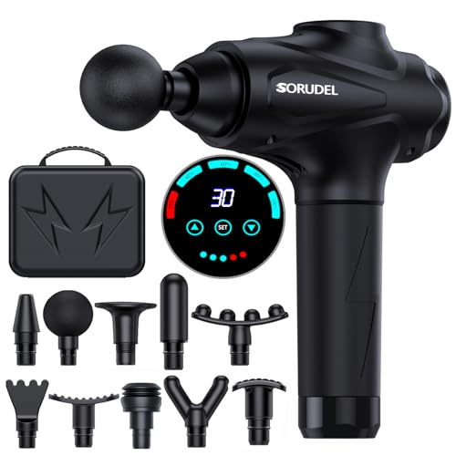 Massage Gun Deep Tissue, Massage Gun, Muscle Massager with 30 Speed Levels 10 Heads Black