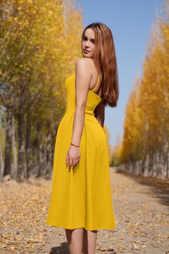 Image of Memoriesea Women's Elegant Square Neck Swing A Line Wedding Evening Party Midi Dress