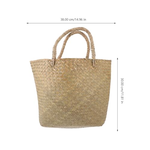 Bolsa tejida de mimbre artesanal Cabilock con asas plegables multiusos 3