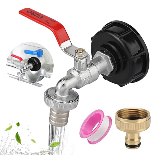 hicoosee IBC Container Accesorios, Adaptador para depósito de 1000 L, grifo S60X6 Conector roscado IBC de 3/4', IBC Grifo de desagüe para depósito de recogida de agua de lluvia y cisterna