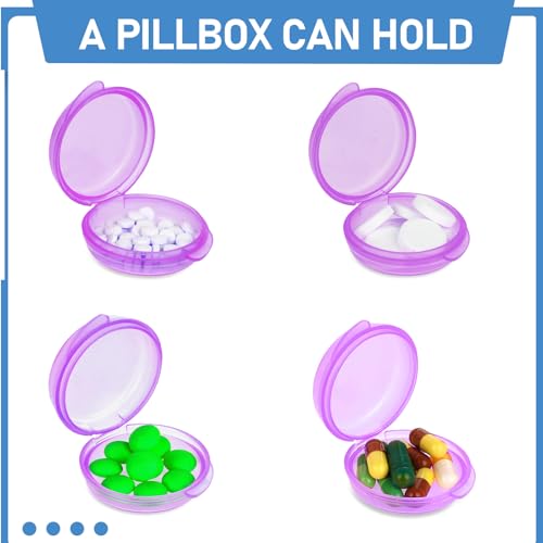 Image of 4 Pcs Mini Pill Organizer Small Pill Box Cute Portable Pill Case for Pocket Purse Travel Storage Containers Earplug Case Medicine Dispenser Vitamin Holder (4 Purple)