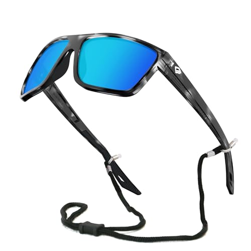 TOREGE Nautilus Polarized Wraparound Sports Sunglasses — Ice-Blue Lens