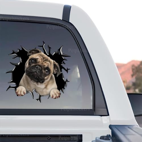 Image of Cute Dog Stickers for Car Window Decals Waterproof Funny Sticker (Pug Decal Stickers)