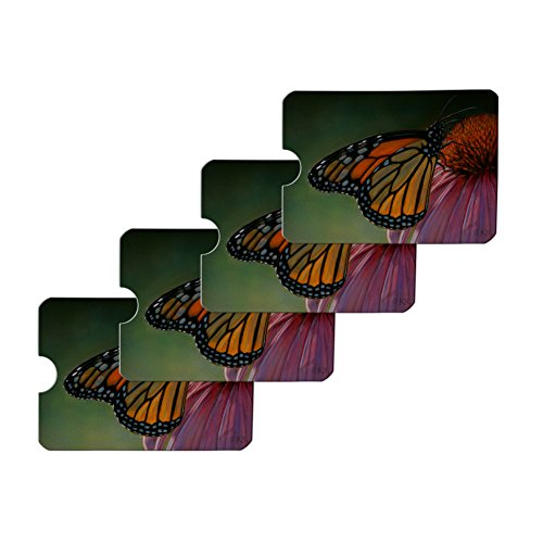 Monarch Butterfly and Coneflower Credit Card RFID Blocker Holder Protector Wallet Purse Sleeves Set of 4