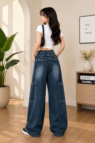 Image of ODDMONEKY Baggy Jeans for Women || Korean Jeans for Women || Wide Leg Korean High Waist Baggy Denim Pants (Wjeans-7)