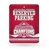 Rico Industries NCAA Ohio State Buckeyes 2025 National College Football Champions 8.5' x 11' Carbon Fiber Metal Parking Sign - Great for Man Cave, Bed Room, Office, Home Décor