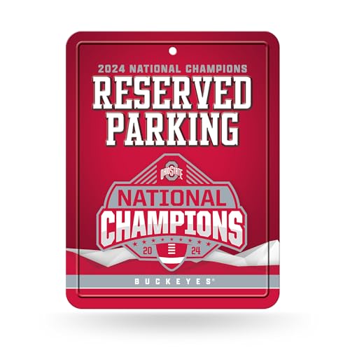 Rico Industries NCAA Ohio State Buckeyes 2025 National College Football Champions 8.5" x 11" Carbon Fiber Metal Parking Sign - Great for Man Cave, Bed Room, Office, Home Décor