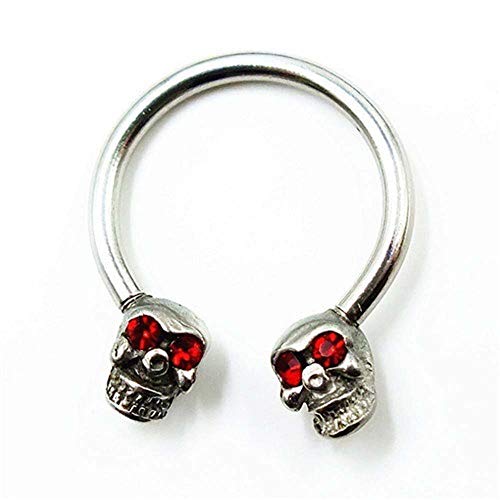 SANSHIYI Surgical Stainless Steel Piercing Lip Ring Barbell, Red Eyes Skull Nose Septum Eyebrow Circular Hoop Punk Body Piercing
