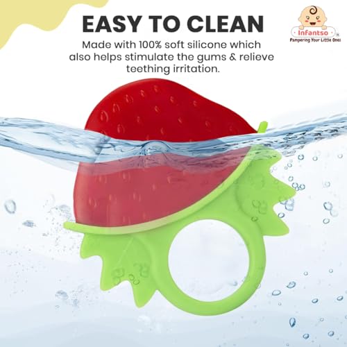 Image of Infantso Non-Toxic Food-Grade Soft Silicone Baby Teether (Watermelon and Strawberry)