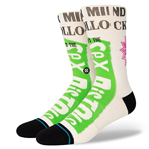 Stance Bollocks Crew Socks (MD (Men's Shoe 6-8.5, Women's Shoe 8-10.5), Off White)