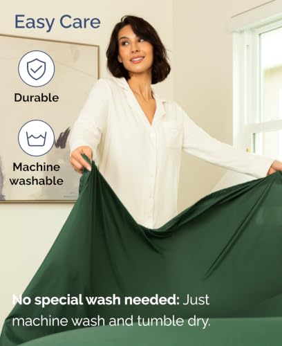Image of Extra Deep Flex Top Split Head King Sheet Set - 6 Piece Breathable and Cooling Sheets - Hotel Luxury Bedding for Women, Men, Kids & Teens - Easy Secure Fit - Extra Deep Pockets - Emerald Green