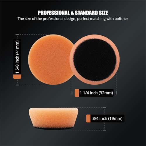 Image of SPTA T40 Orange Mini Medium-Cut Polishing Pads Sets, 5Pcs 1.3inch /32mm Sponge Polishing Buffing Pads, Car Foam Detail Polishing Pad Kit for Car Detail Polishing, Small Area Polishing -FPTSS1O